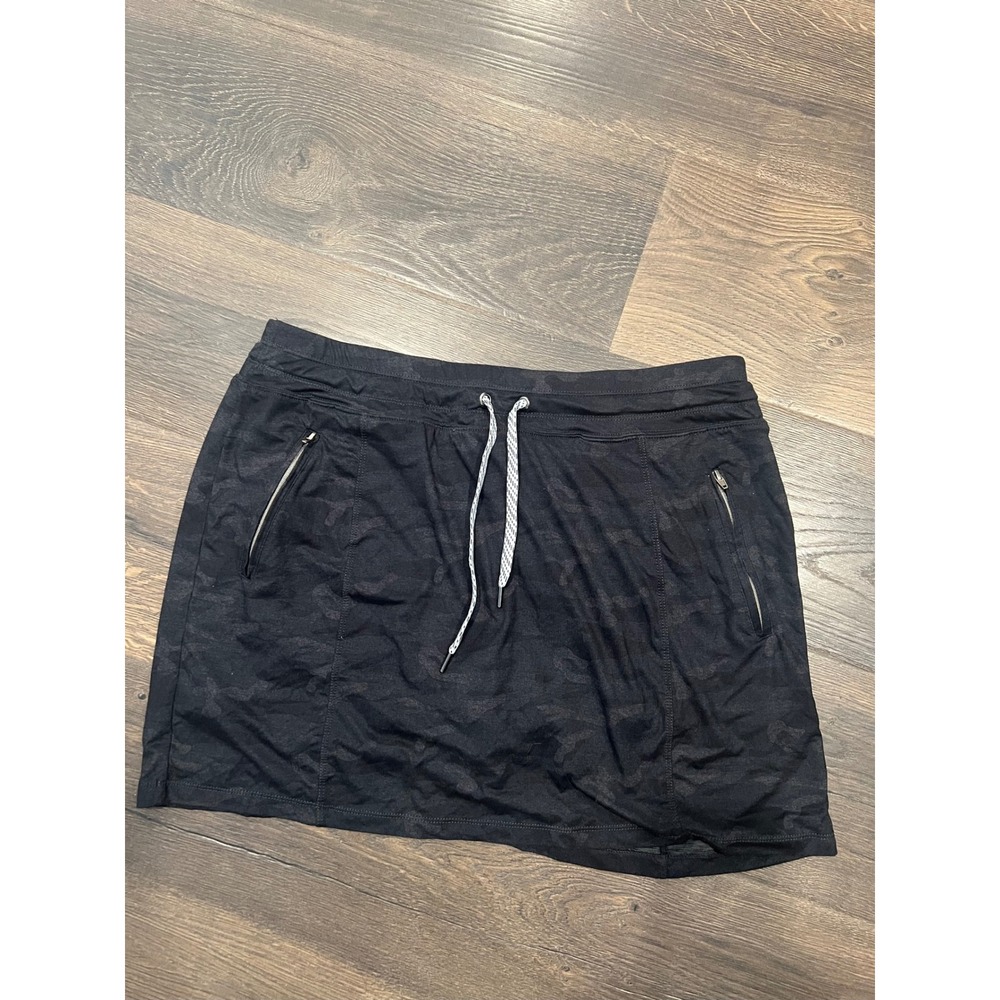 Favorite Soft Skort Black Camo Athleisure Drawstring Pockets XL‎